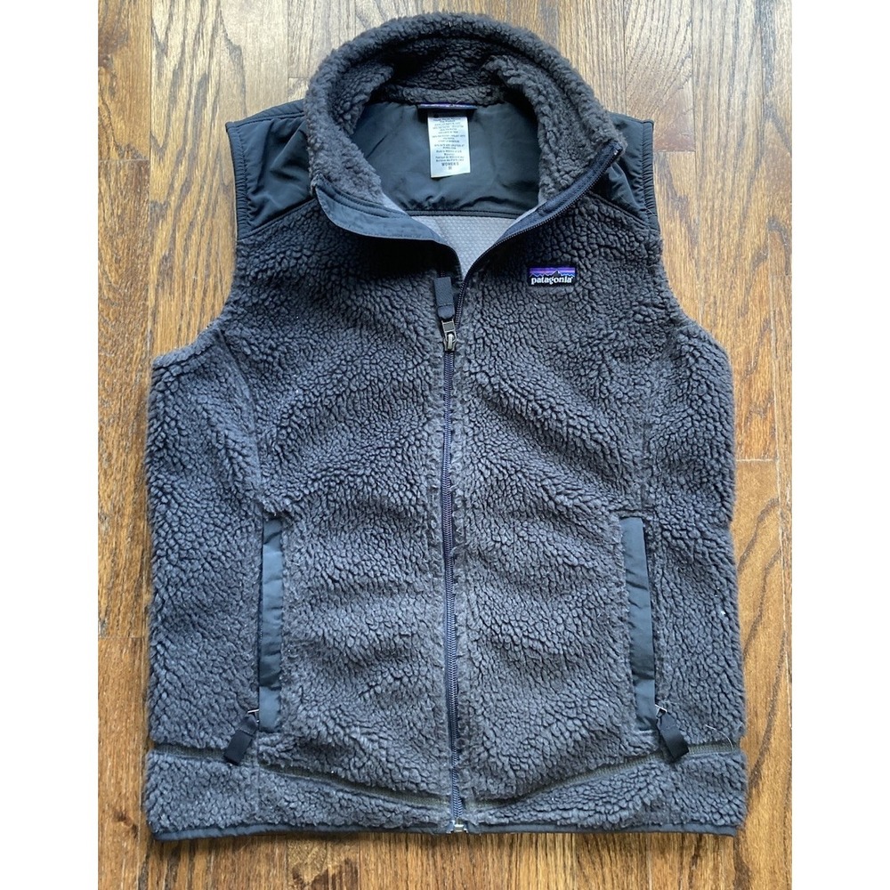 Patagonia Retro X Vest Womens Medium Dark Gray Deep Pile Fleece Full Zip Hiking